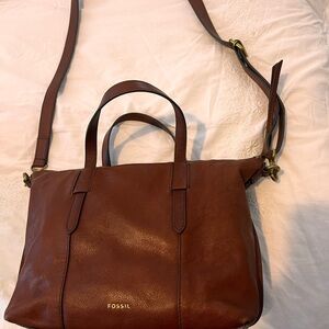 Fossil Tan Leather Crossbody Bag